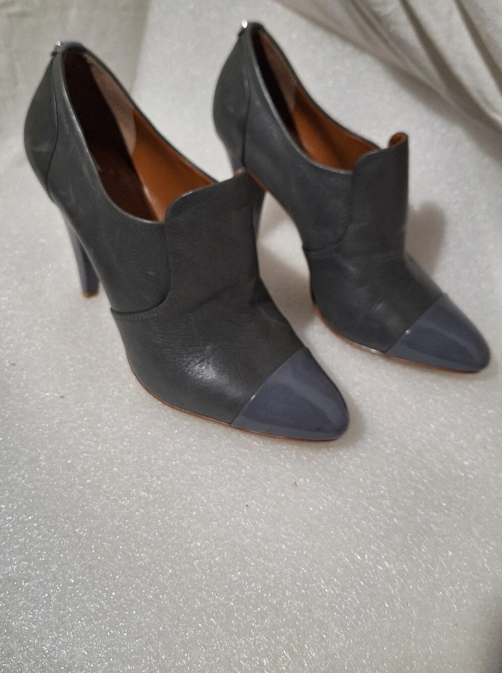 Calvin Klein Two-Tone Gray Pointed Toe High Heel Booties